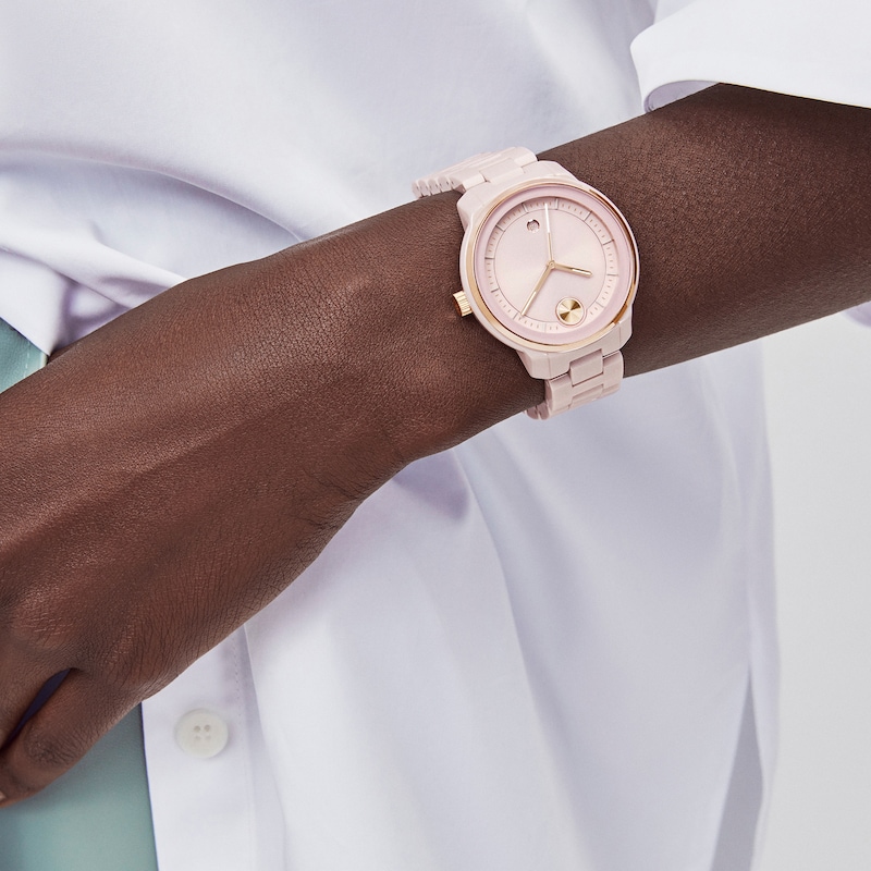Main Image 5 of Ladies' Movado Bold® Verso Rose-Tone IP and Pink Ceramic Watch with Pink Dial (Model: 3600935)
