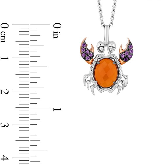 Enchanted Disney Ariel Carnelian, Amethyst and 1/15 CT. T.w. Diamond Crab Pendant in Sterling Silver and 10K Rose Gold