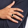 Thumbnail Image 2 of 12.0mm Cushion-Cut Black Onyx and 1/4 CT. T.W. Diamond Collar Grooved Shank Ring in 10K Gold