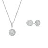 Thumbnail Image 1 of 1/5 CT. T.W. Diamond Solitaire Beaded Frame Pendant and Stud Earrings Set Sterling Silver (J/I3)