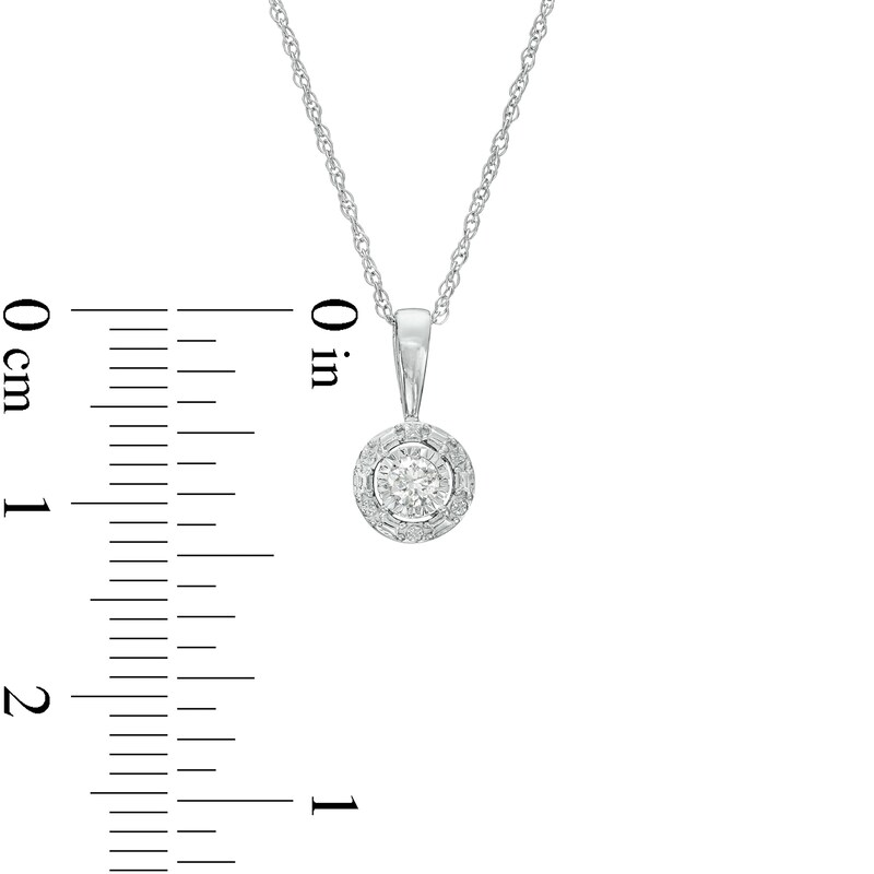 Main Image 3 of 1/5 CT. T.W. Diamond Solitaire Beaded Frame Pendant and Stud Earrings Set Sterling Silver (J/I3)