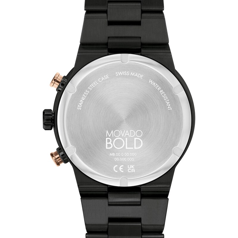 Main Image 3 of Men's Movado Bold® Fusion Black IP and Ceramic Bezel Chronograph Watch with Rose-Tone Dial (Model: 3600897)