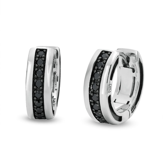 Vera Wang Men's 1/3 CT. T.w. Black Diamond Huggie Hoop Earrings in Sterling Silver with Black Rhodium