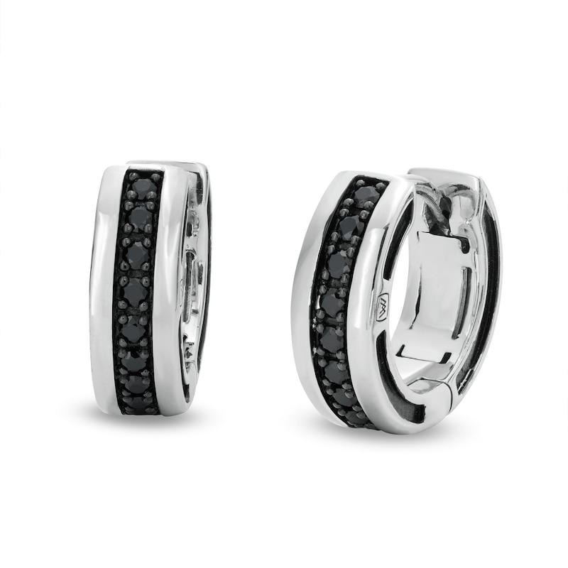 Vera Men's 1/3 CT. T.W. Black Diamond Huggie Hoop Earrings in Sterling Silver with Black Rhodium