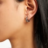 Thumbnail Image 1 of Vera Men's 1/3 CT. T.W. Black Diamond Huggie Hoop Earrings in Sterling Silver with Black Rhodium