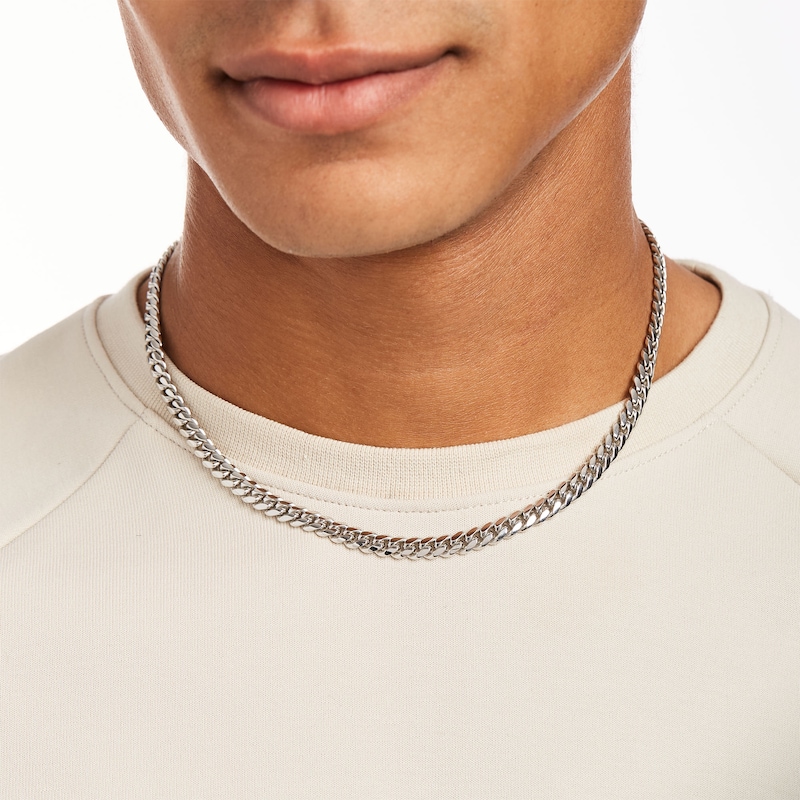 Main Image 2 of Vera Men's 6.2mm Cuban Link Necklace in Solid Sterling Silver - 18"