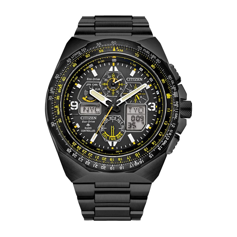 Main Image 1 of Men's Citizen Eco-Drive® Promaster Air Skyhawk Black IP Chronograph Watch with Black Dial (Model: JY8127-59E)
