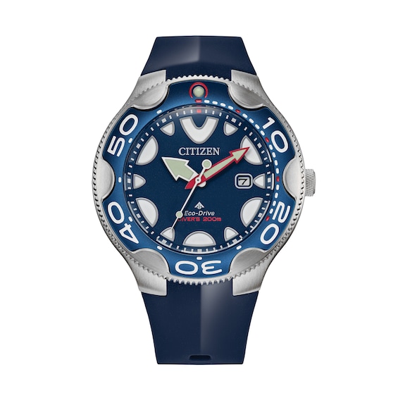 Men's Citizen Eco-Drive® Promaster Diver Blue Rubber Strap Watch with Blue Dial (Model: Bn0231-01L)