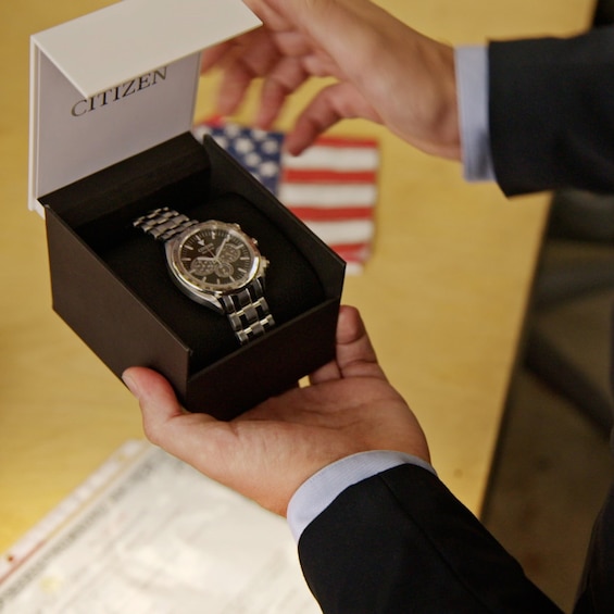 Men's Citizen Eco-DriveÂ® Carson Sport Luxury Chronograph Watch with Black Dial (Model: Ca4540-54E)
