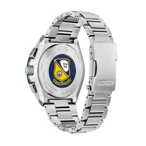 Men's Citizen Eco-DriveÂ® Promaster Blue Angels Two-Tone IP Chronograph Watch with Blue Dial (Model: Jy8128-56L)