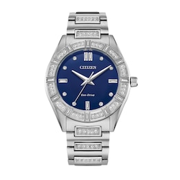 Ladies' Citizen Eco-Drive® Classic Crystal Accent Watch with Blue Dial (Model: EM1020-57L)