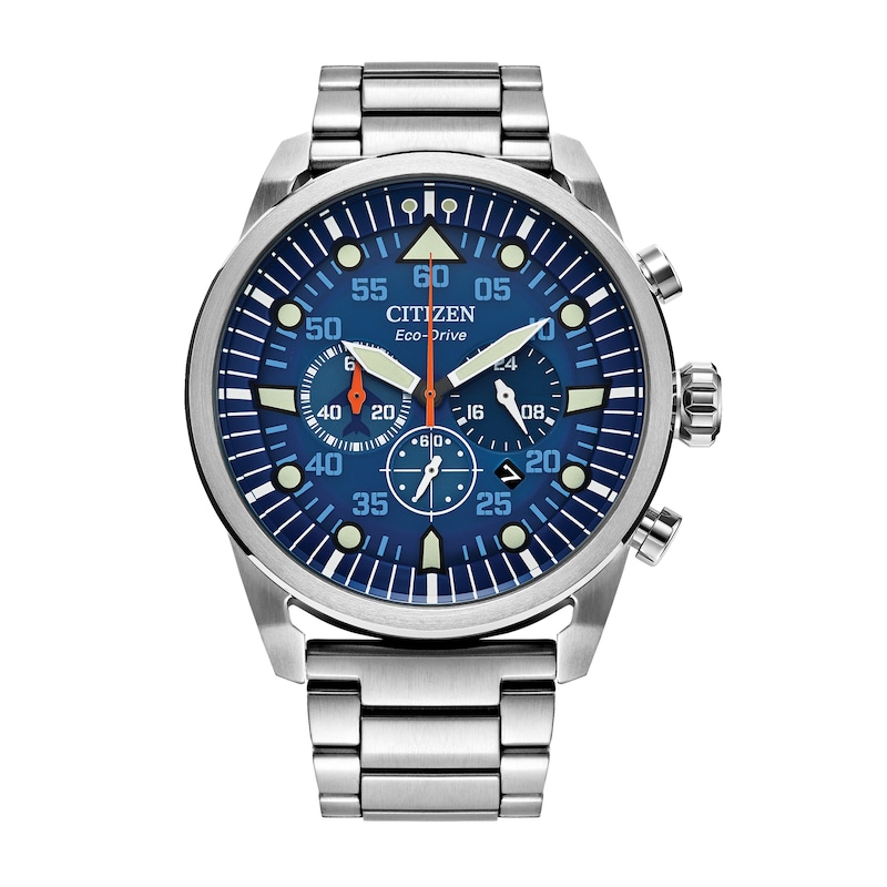  Citizen Men's Classic Corso Eco-Drive Watch, Chronograph, 12/24  Hour Time, Date, Sapphire Crystal, Stainless/ Blue Dial : Clothing, Shoes &  Jewelry