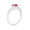 Thumbnail Image 3 of Pear-Shaped Lab-Created Ruby and White Lab-Created Sapphire Frame Three Piece Set in Sterling Silver – Size 7