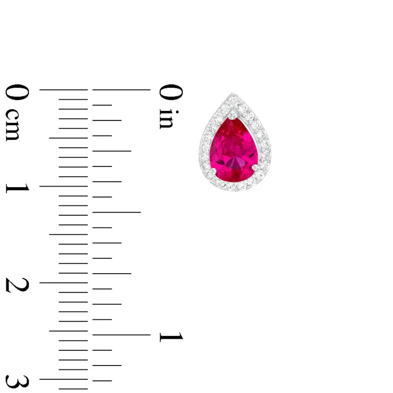 Main Image 5 of Pear-Shaped Lab-Created Ruby and White Lab-Created Sapphire Frame Three Piece Set in Sterling Silver – Size 7