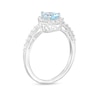 Thumbnail Image 3 of Pear-Shaped Sky Blue Topaz and White Lab-Created Sapphire Frame Three Piece Set in Sterling Silver – Size 7