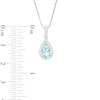 Thumbnail Image 4 of Pear-Shaped Sky Blue Topaz and White Lab-Created Sapphire Frame Three Piece Set in Sterling Silver – Size 7