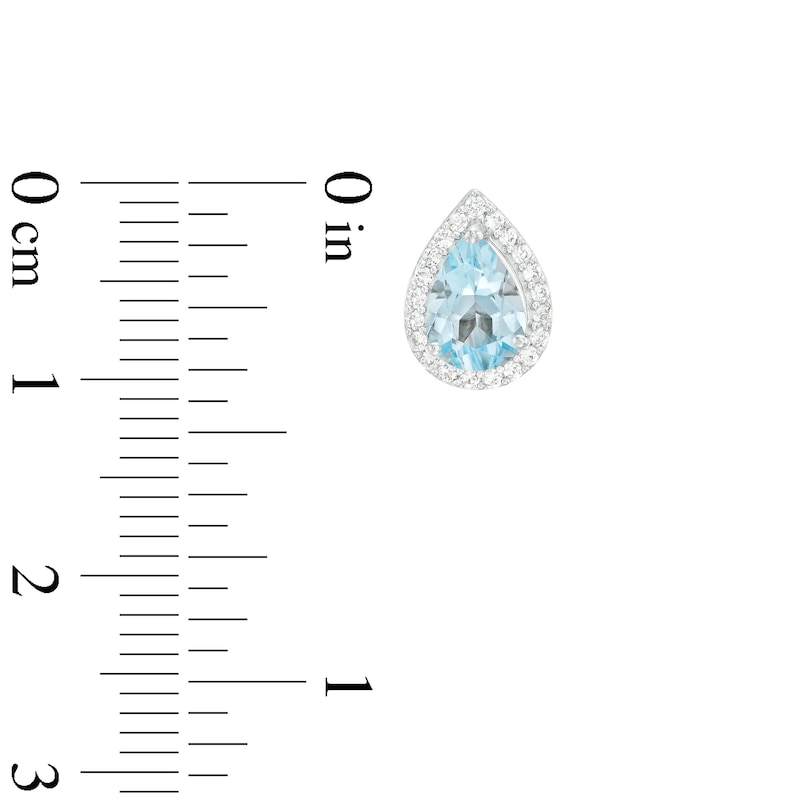 Main Image 5 of Pear-Shaped Sky Blue Topaz and White Lab-Created Sapphire Frame Three Piece Set in Sterling Silver – Size 7