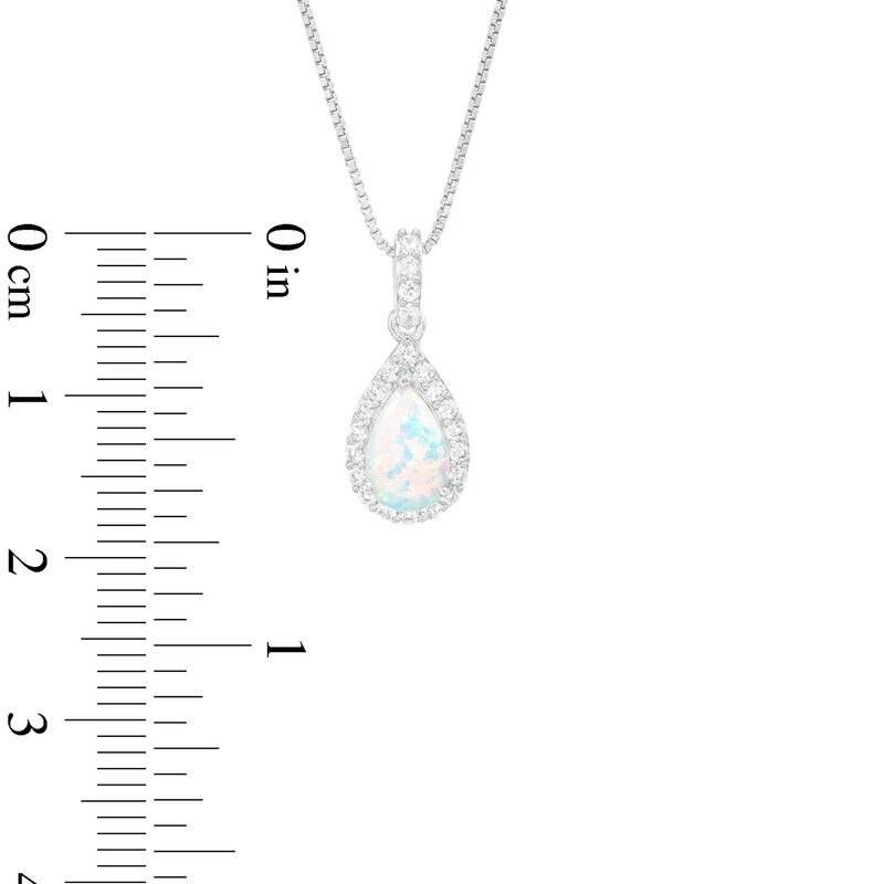 Main Image 4 of Pear-Shaped Lab-Created Opal and White Lab-Created Sapphire Frame Three Piece Set in Sterling Silver – Size 7