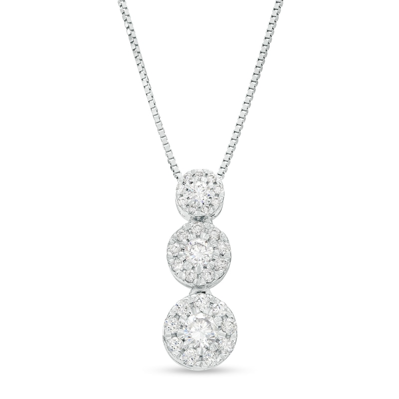 Main Image 1 of Marilyn Monroe™ Collection 1/3 CT. T.W. Journey Multi-Diamond Trio Pendant in 10K White Gold