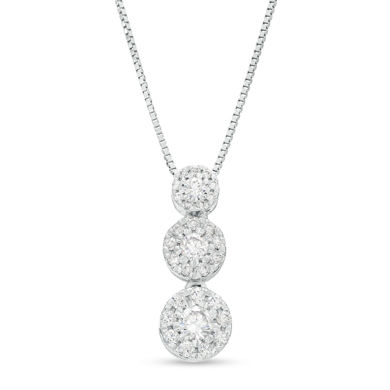 Marilyn Monroe™ Collection 1/3 CT. T.W. Journey Multi-Diamond Trio Pendant in 10K White Gold