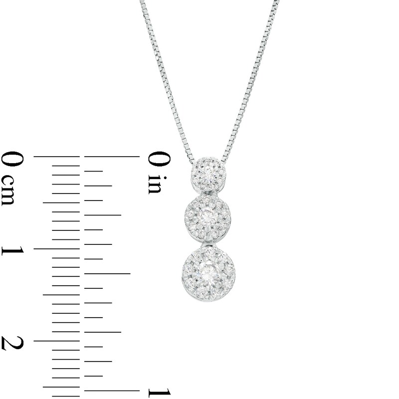 Main Image 2 of Marilyn Monroe™ Collection 1/3 CT. T.W. Journey Multi-Diamond Trio Pendant in 10K White Gold