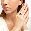 Thumbnail Image 2 of Pear-Shaped Lab-Created Emerald and White Lab-Created Sapphire Frame Split Shank Ring in Sterling Silver