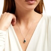 Thumbnail Image 2 of Pear-Shaped Lab-Created Emerald and White Lab-Created Sapphire Frame Pendent in Sterling Silver