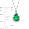 Thumbnail Image 3 of Pear-Shaped Lab-Created Emerald and White Lab-Created Sapphire Frame Pendent in Sterling Silver