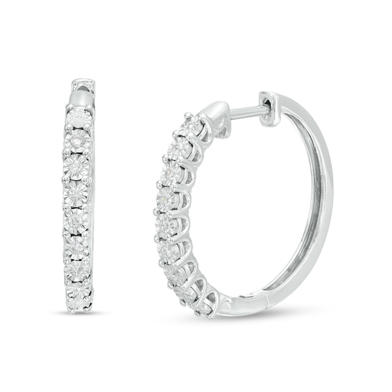 1/10 CT. T.w. Diamond Hoop Earrings in Sterling Silver