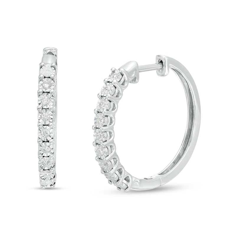Main Image 1 of 1/10 CT. T.W. Diamond Hoop Earrings in Sterling Silver