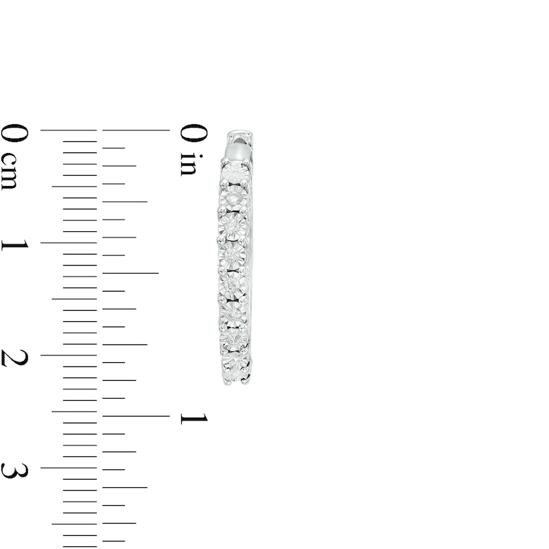 Main Image 3 of 1/10 CT. T.W. Diamond Hoop Earrings in Sterling Silver