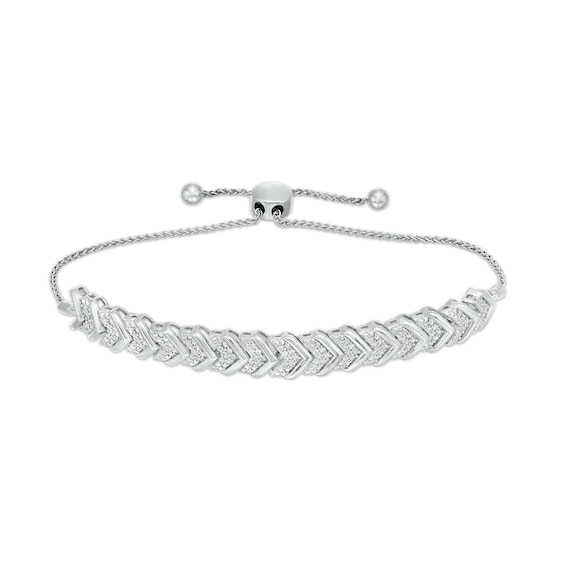 1/2 CT. T.w. Diamond Multi-Row Chevron Bolo Bracelet in Sterling Silver â 9.5"