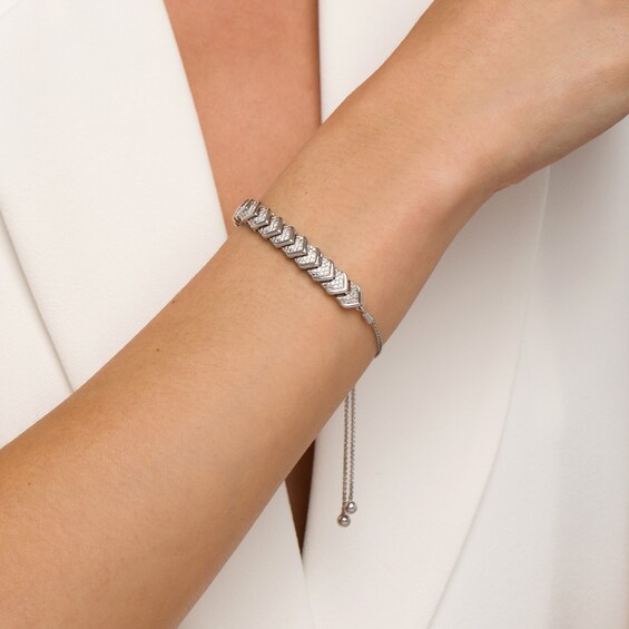1/2 CT. T.w. Diamond Multi-Row Chevron Bolo Bracelet in Sterling Silver â 9.5"