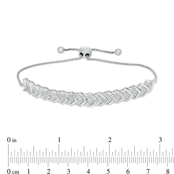 1/2 CT. T.w. Diamond Multi-Row Chevron Bolo Bracelet in Sterling Silver â 9.5"