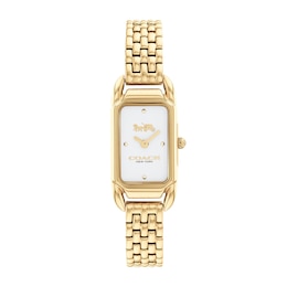 Ladies' Coach Cadie Gold-Tone Watch with Rectangular White Dial (Model: 14504036)