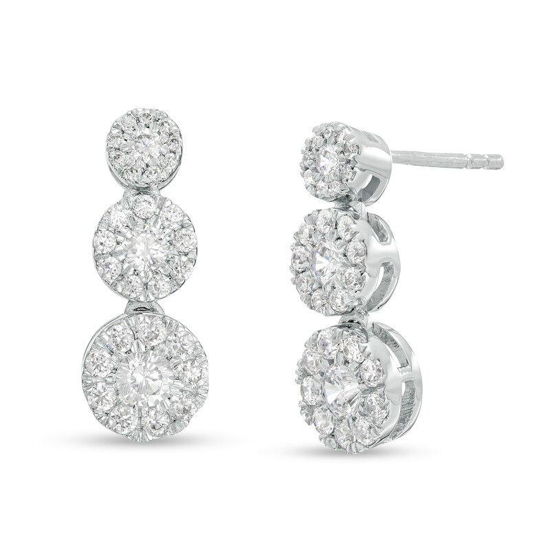 Marilyn Monroe™ Collection 3/4 CT. T.W. Journey Multi-Diamond Trio Drop Earrings in 10K White Gold