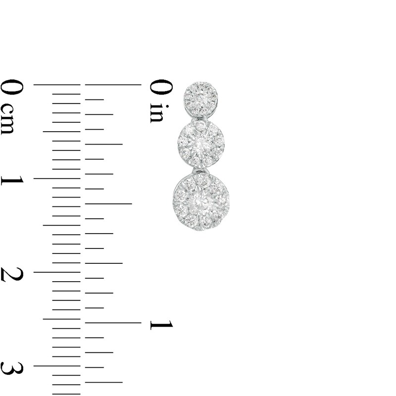Main Image 2 of Marilyn Monroe™ Collection 3/4 CT. T.W. Journey Multi-Diamond Trio Drop Earrings in 10K White Gold