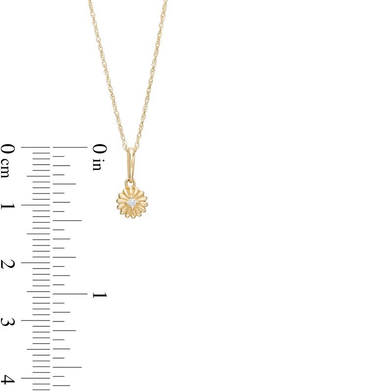 Main Image 2 of Child's Cubic Zirconia Solitaire Flower Pendant in 14K Gold – 15"