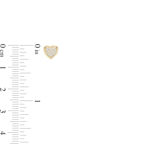 Child's Cubic Zirconia Cluster Heart Stud Earrings in 14K Gold