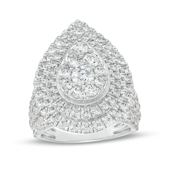 4 CT. T.w. Pear-Shaped Multi-Diamond Double Frame Engagement Ring in 10K White Gold (J/I3)