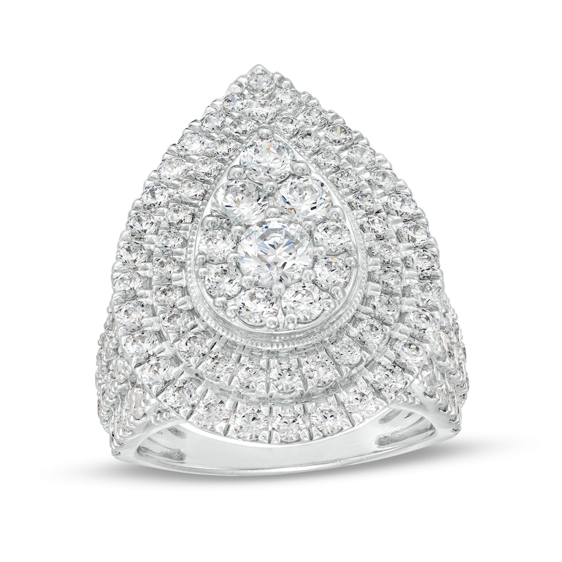 Main Image 1 of 4 CT. T.W. Pear-Shaped Multi-Diamond Double Frame Engagement Ring in 10K White Gold (J/I3)