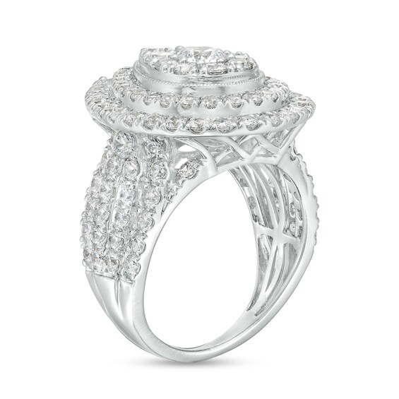 4 CT. T.w. Pear-Shaped Multi-Diamond Double Frame Engagement Ring in 10K White Gold (J/I3)