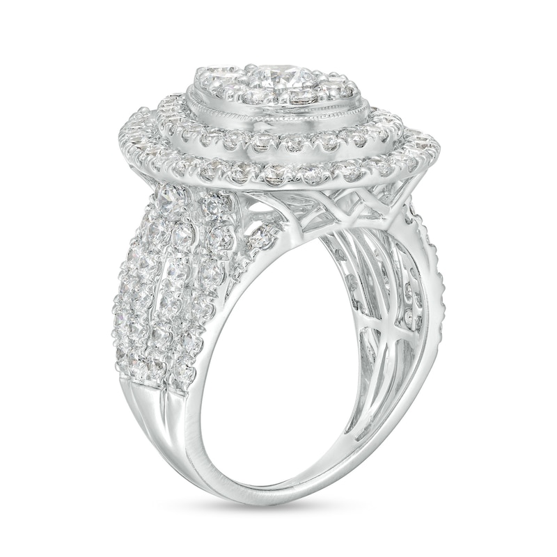 Main Image 3 of 4 CT. T.W. Pear-Shaped Multi-Diamond Double Frame Engagement Ring in 10K White Gold (J/I3)