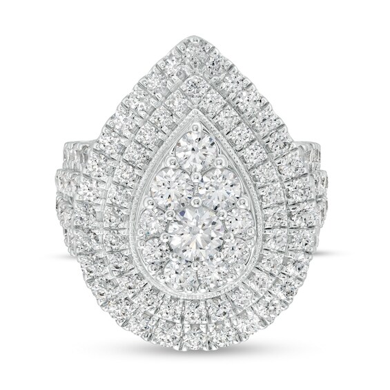 4 CT. T.w. Pear-Shaped Multi-Diamond Double Frame Engagement Ring in 10K White Gold (J/I3)