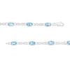 Thumbnail Image 3 of Oval Swiss Blue Topaz and White Lab-Created Sapphire Alternating Infinity Loop Link Bracelet in Sterling Silver – 7.25"