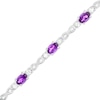 Thumbnail Image 1 of Oval Amethyst and White Lab-Created Sapphire Alternating Infinity Loop Link Bracelet in Sterling Silver – 7.25"