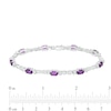 Thumbnail Image 4 of Oval Amethyst and White Lab-Created Sapphire Alternating Infinity Loop Link Bracelet in Sterling Silver – 7.25"