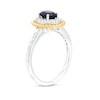 Thumbnail Image 3 of Oval Blue and White Lab-Created Sapphire Rope-Textured Frame Three Piece Set in Sterling Silver with 14K Gold Plate - Size 7