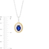 Thumbnail Image 4 of Oval Blue and White Lab-Created Sapphire Rope-Textured Frame Three Piece Set in Sterling Silver with 14K Gold Plate - Size 7