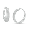 Thumbnail Image 1 of 2 CT. T.W. Diamond Triple Row Hoop Earrings in 10K White Gold